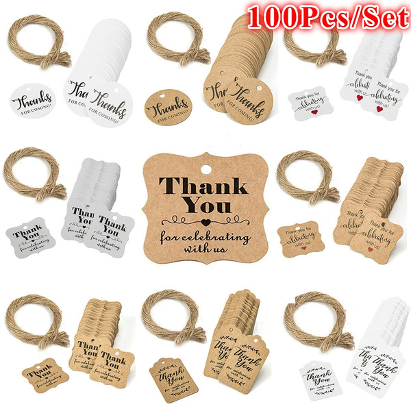 Package Wrapping Handmade Thank you Hanging Label Kraft Gift Tags Jute Twine