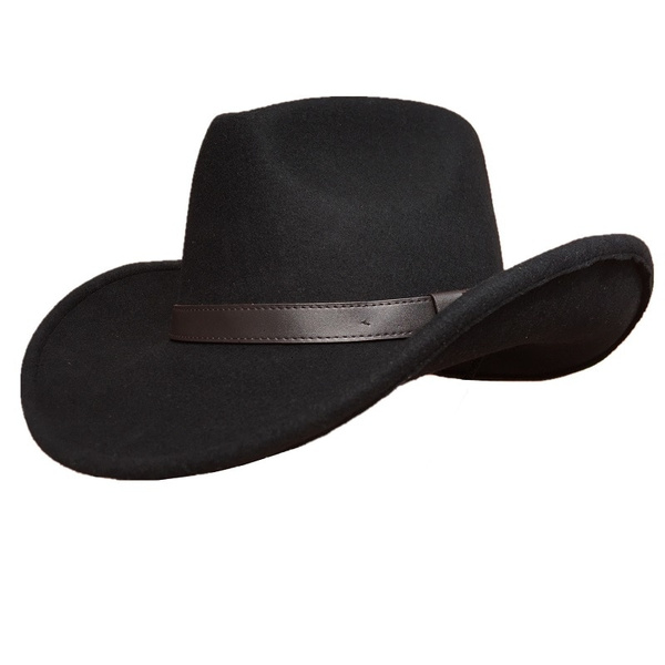 Black Cowboy Hat Wool Felt Western Hat 