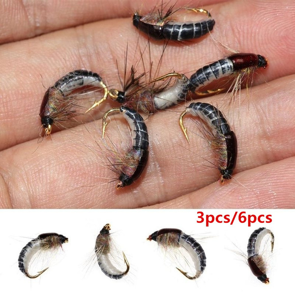 9PCS #10 Czech Nymphs Trout Fishing Lure Bait Weighted Scud Bug Worm Fly Fishing 