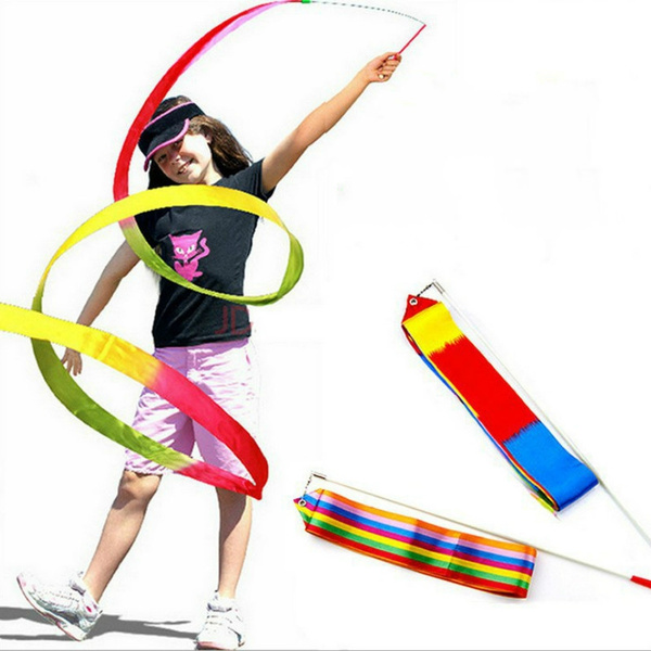 2/4m Dance Ribbon Gym Rhythmic Art Gymnastic Ballet Streamer Twirling Rod Gift 