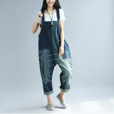 colorblockjeanswomen, Wool, playsuitwithpocket, womenholerippedjumpsuit