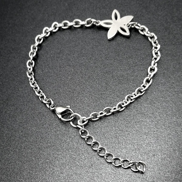 Stainless Steel Flower Charm Bracelet For Women Adjustable_voghion.com