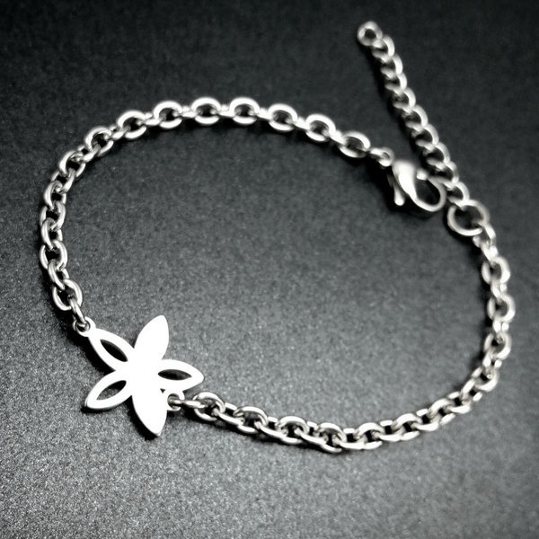 Stainless Steel Flower Charm Bracelet For Women Adjustable_voghion.com