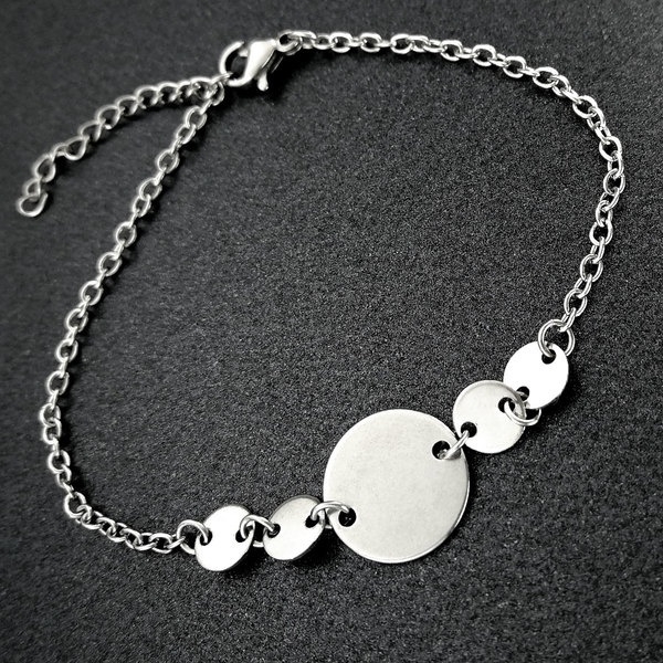 Women Lady Girl Stainless Steel Bracelet Anklets Jewelry Adjustable B224_voghion.com