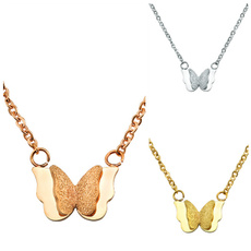 butterfly, Steel, girlsnecklacegift, cutenecklace