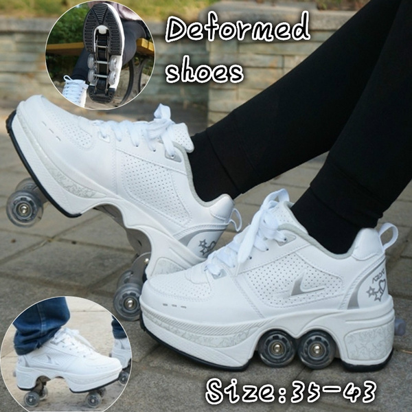 shoes with roller blades in them