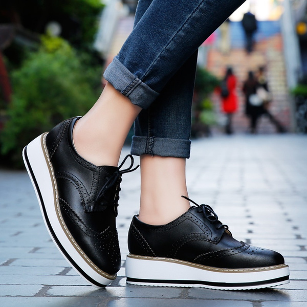 women's leather platform shoes