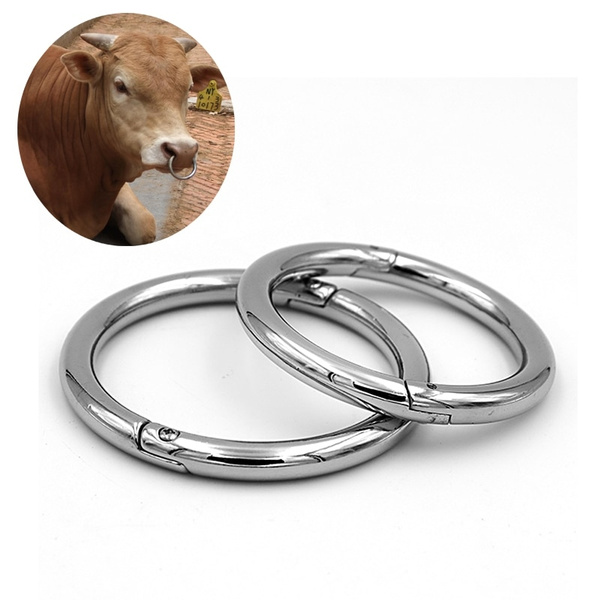 2pcs Cow Nose Ring Stainless Steel Bull Nose Ring For Cattle Livestock ...