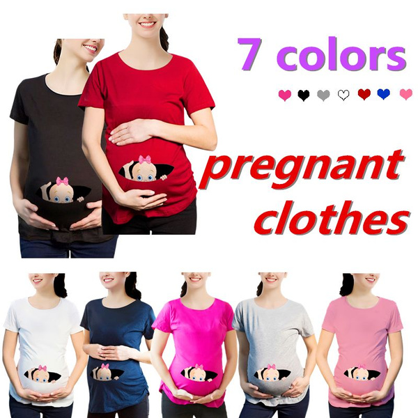 Summer Maternity Women Cute Funny Print T-shirt Pregnancy Wear Striped  Cartoon Baby Short Sleeve T-shirt Cotton Top Clothes for Pregnant Women |  Wish