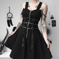 Goth, Fashion, pleated dress, PU