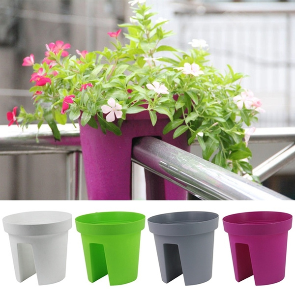 RATTAN STYLE flower pot pots bridge for railing balcony box 4 colours 2 sizes 