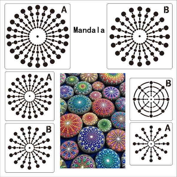 6pcs set mandala dotting stencils mandala dot painting templates mylar painting stencils for journal notebook scrapbooking painting drawing wish