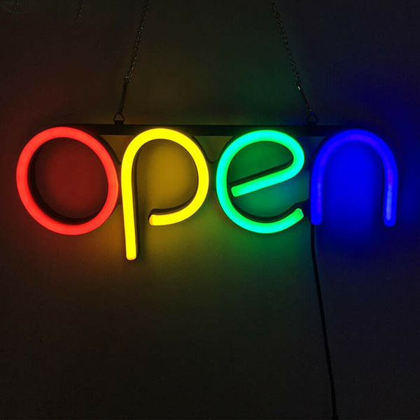 16'' Open Neon Sign LED Tube Handmade Visual Artwork Bar Club Wall Light PVC UPS Wish