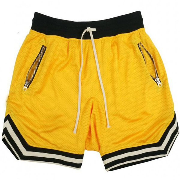 Men S Summer Solid Color Mesh Shorts Diagonal Zipper Sports Fitness Shorts Slim Sweatpants Wish