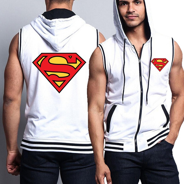 Sleeveless superman hoodie on sale