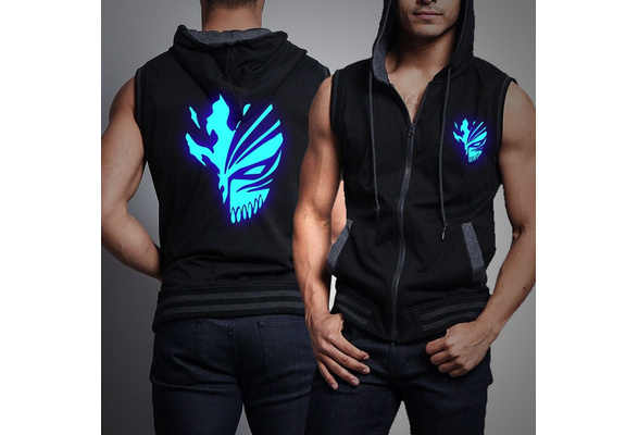 New Anime BLEACH Kurosaki Ichigo Luminous Sweatshirts Slim Fit Hoodie  Sleeveless Waistcoat Zippers Male Jacket Cardigans Man Vests | Wish