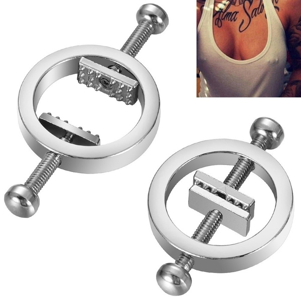 2pcs Silver Stainless Steel Adjustable Nipple Rings For Women, Sexy Nipple  Clamps