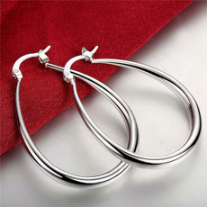 Hoop Earring, 925 sterling silver, Joyería de pavo reales, women earrings