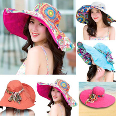 Women, brimhat, Flowers, Beach hat