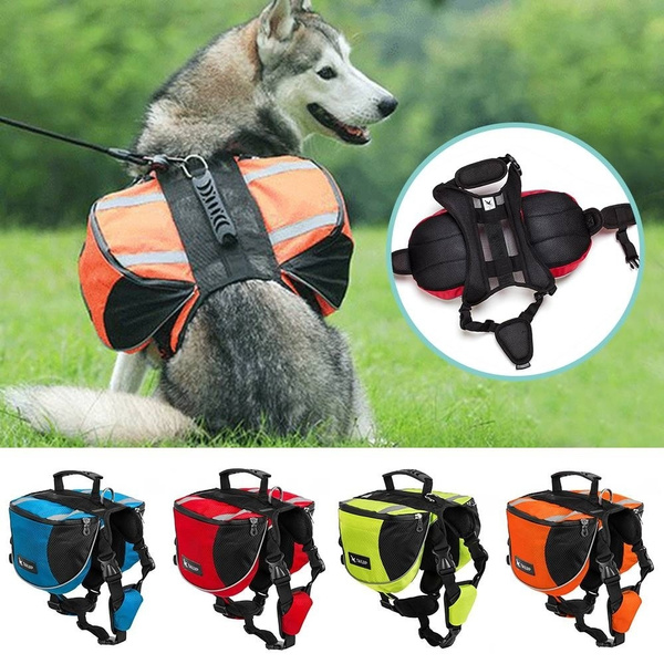 Lifeunion Polyester Dog Saddlebags Pack Hound Travel Camping Hiking Backpack Saddle Bag for Small Medium Large Dogs Red,L 