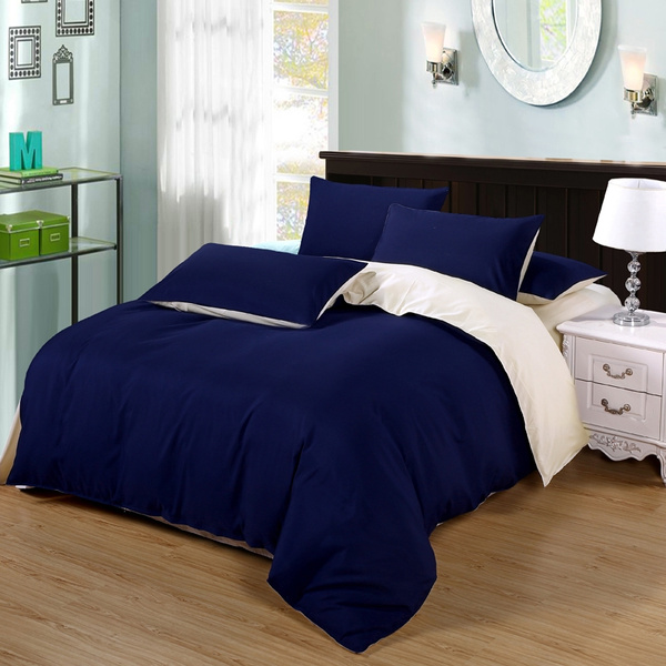 Bed Sheet Pillowcases Twin Double, Navy Blue Queen Bed Sheet Set