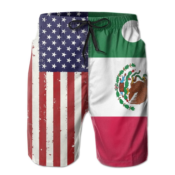 TO-JP Womens 3D Printing Beach Shorts Mexican Flag Swim Trunks 