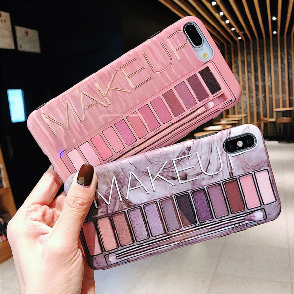 Creative Phone Case Makeup Eyeshadow Palette Glossy Soft Silicone Case Cover For Iphone XS Max XR XS X Iphone 6 6s 7 8 6 6s 7 8Plus