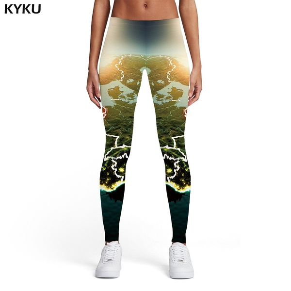 World Map Leggings Women Mountain Sexy 