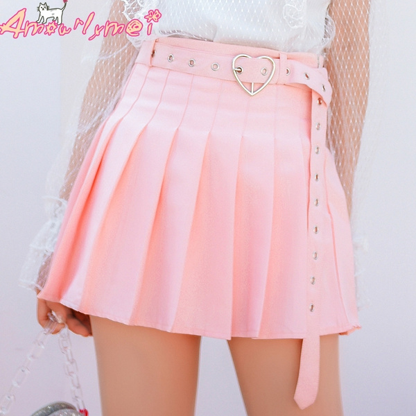 Pink Skirt, Mini Skirt, Lolita Skirt, Pleated Skirt, High Waist