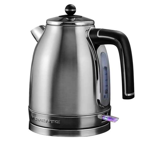 OVENTE Electric Stainless Steel Hot Water Kettle 1.7 Liter Victoria  Collection, 1500 Watt Power Tea Maker Boiler with Auto Shut-Off Boil Dry