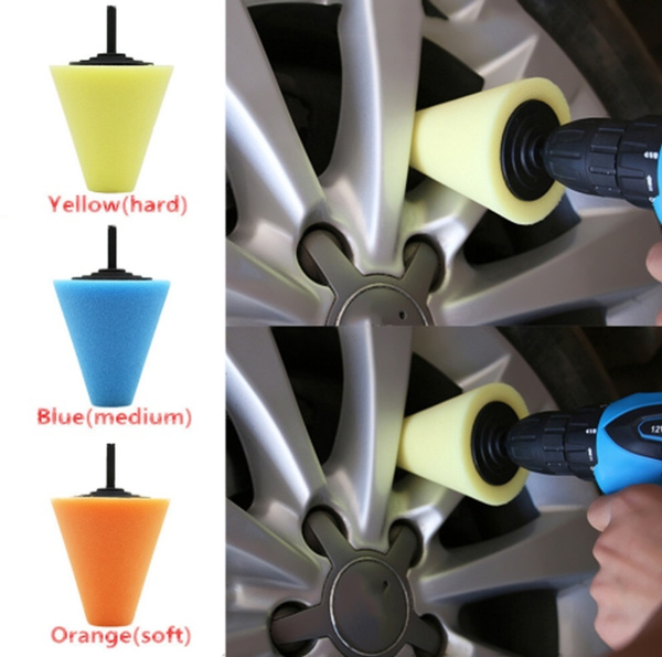 Auto Burnishing Car Wheel Hub Polishing Cone Shaped Buffing Pads Foam Sponge