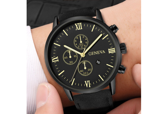 Gold Black Mens Watch Geneva Metal Oversized Designer Fashion Silicone  Sport Chrono Wrist | ProCuffs | www.procuffs.com