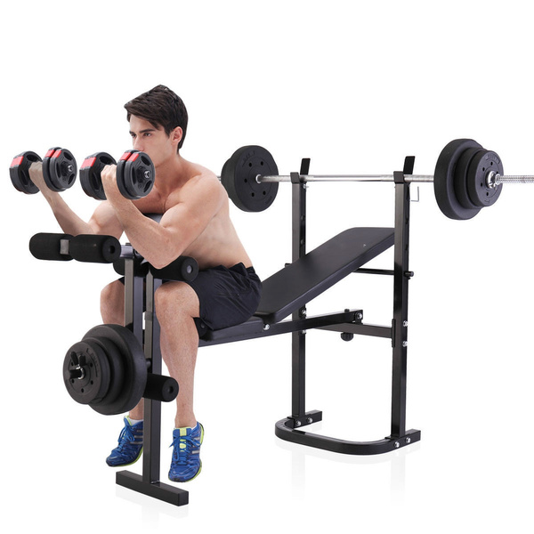 Details about   330lbs Olympic Weight Bench Strength Training Lifting Press Gym Exercise Equip 