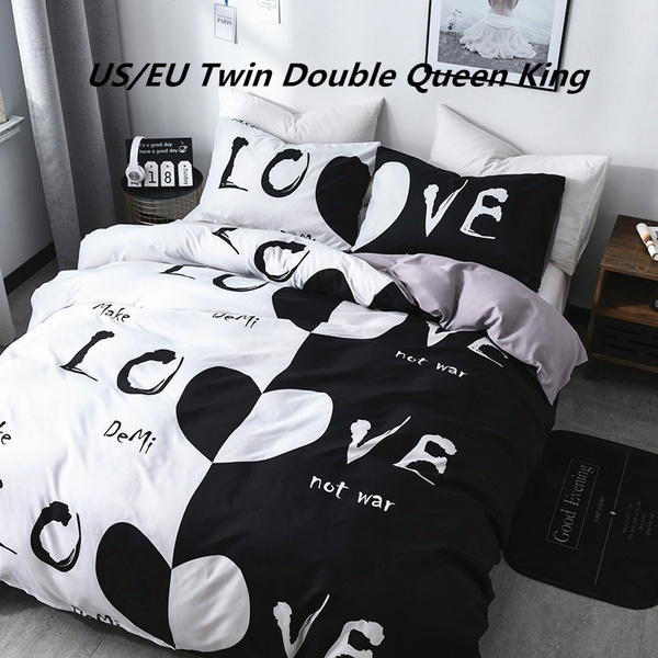 black and white heart duvet cover