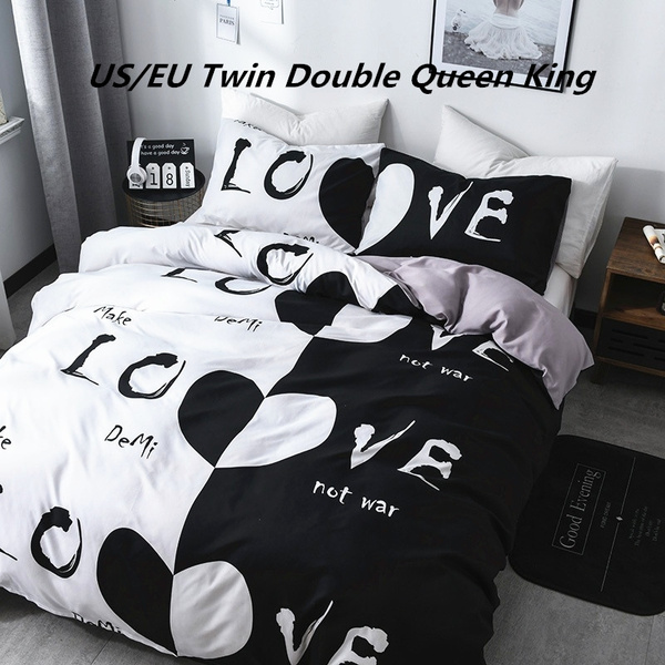 Love Heart Pattern Duvet Cover Sets, Twin Bed Duvet Cover Sets