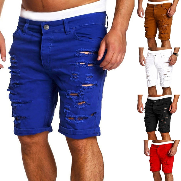 Fashion Men's Shorts Casual Ripped 