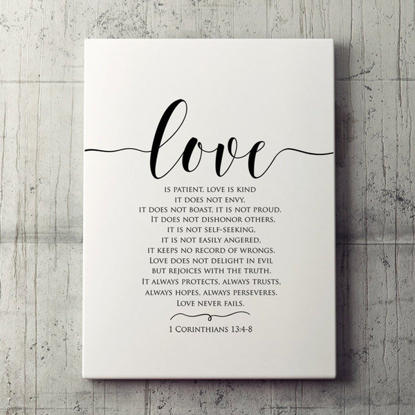 Bible Verse Wall Art Love Is Patient Love Is Kind Love Poster 1 Corinthians 13 Bible Verses Quotes Wall Canvas Print Modern Design For Room Decoration Christmas Murals Without Frames Wish