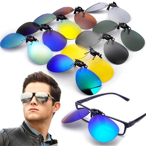 Polarized Mirrored UV400 Lens Clip-on Flip-Up Sunglasses Glasses, Clip On Sunglasses Men,Sunglasses For Men,Sunglasses Clip On Glasses