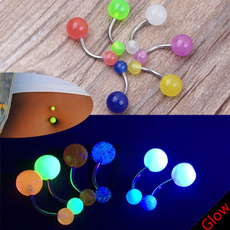 10pc Mixed-colors Glow in Dark Belly Rings set 14G surgical steel acrylic Navel Rings