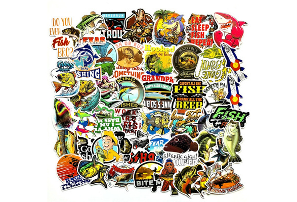 30/65PCS Funny Fishermen Go Fishing Stickers for Laptop Suitcase