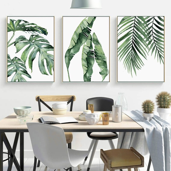 Wall Art Watercolor Leaves Canvas Painting Green Plant Posters And Prints Nordic Style Wall Picture For Living Room Modern Home Decoration | Wish