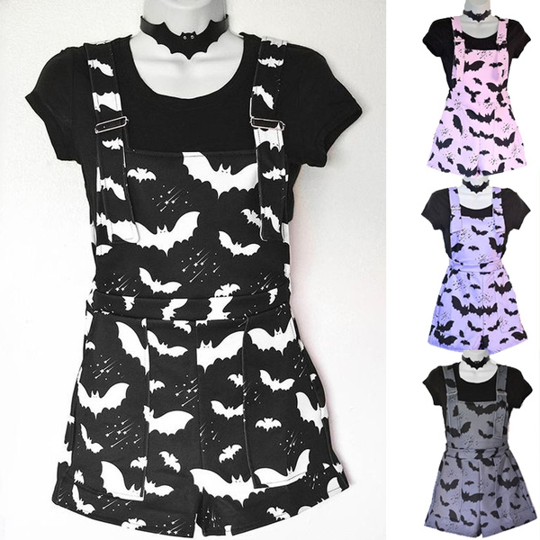 patterned overall shorts