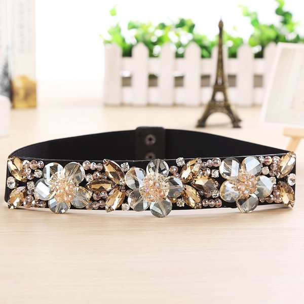 rhinestone elastic belt