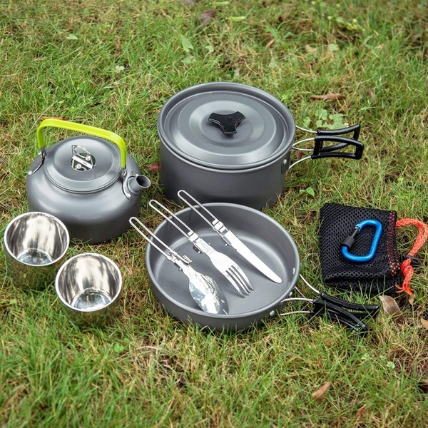 Portable Outdoor Camping Cookware Backpacking Hiking Cooking Pot Pans  Equipment