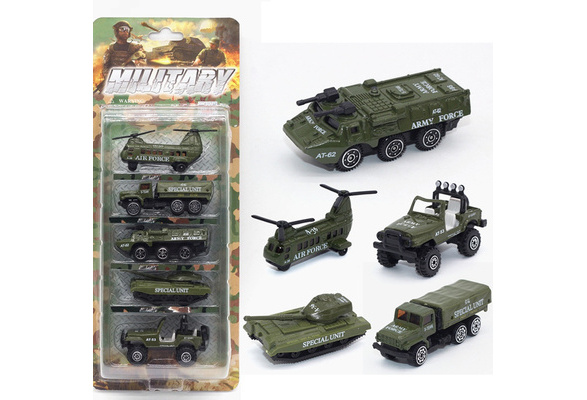 9 Diecast Military Vehicles w Carrying Case NEW NIB Tank Plane Helicopter Easter 