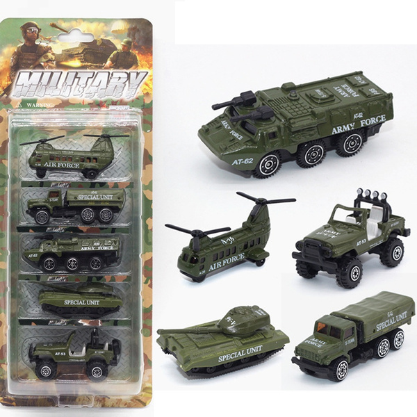 6PCS Military Vehicle Army Helicopter Tank Fighter Diecast Model Car Toy Kids 