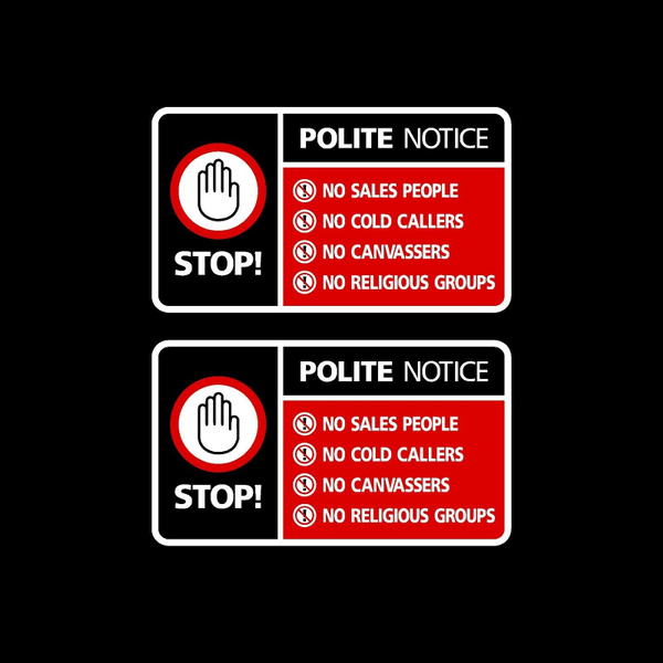 Stop Cold Calling Door Sticker Religious Groups No Canvassers Callers Sign 