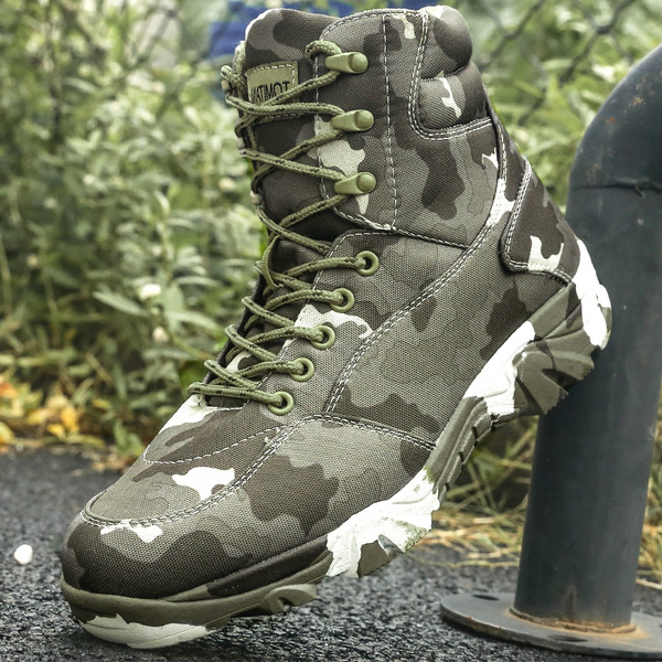 camouflage hiking boots