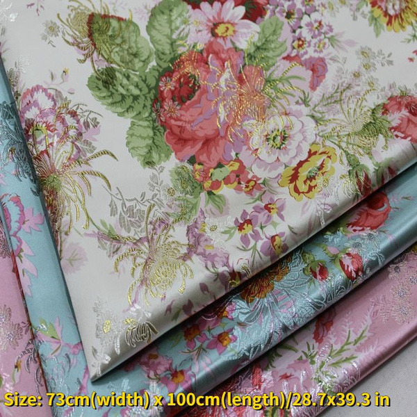 Peony Brocade Fabric Satin Faux Silk Floral Dress Clothes Cheongsam DIY ...