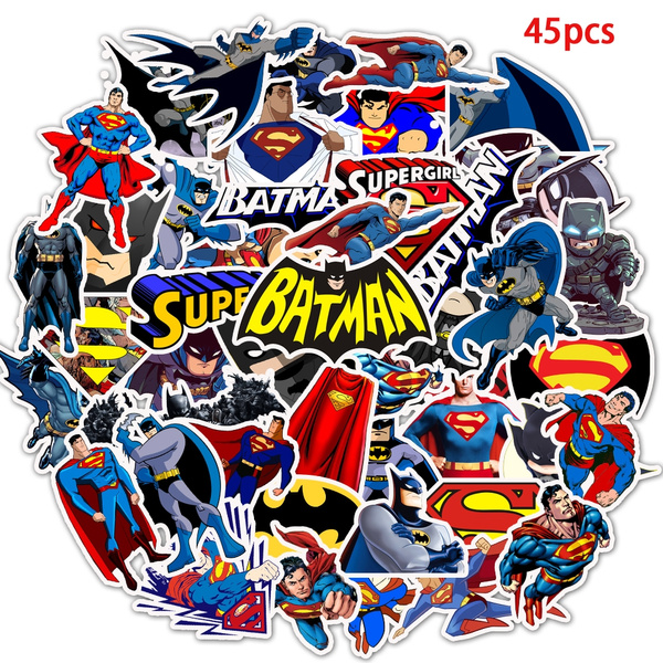 45 PCS Cartoon DC Stickers Batman and Superman Stickers Decal For Snowboard  Luggage Car Fridge Laptop Sticker | Wish
